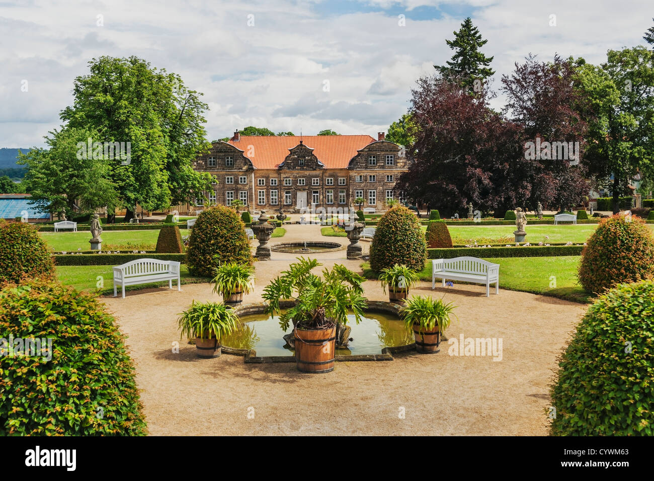 Piccolo castello e parco in stile barocco, Blankenburg, Harz, Sassonia-Anhalt, Germania, Europa Foto Stock