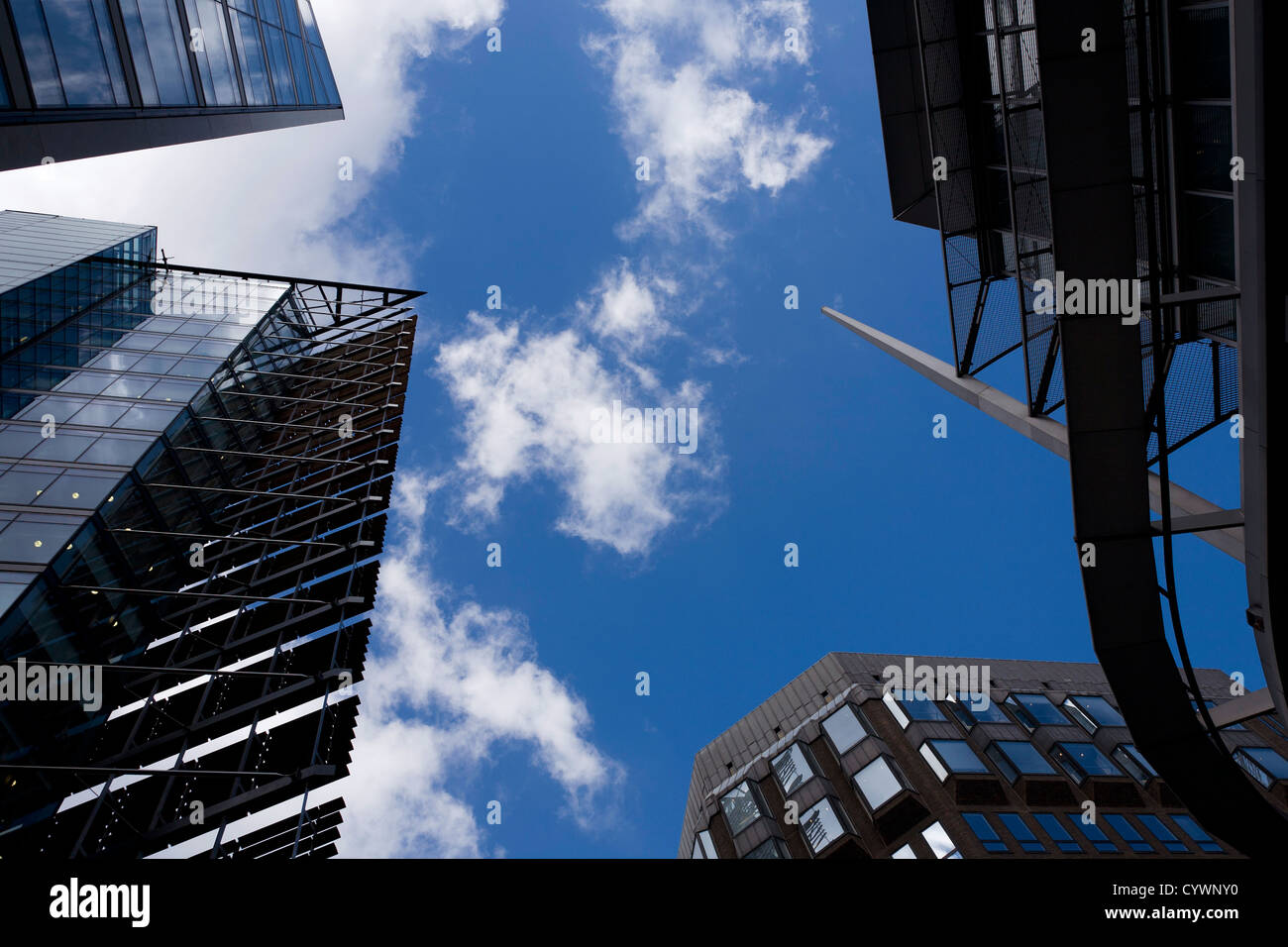 Vetro nuovi edifici di ferro nel distretto della città di Londra Foto Stock