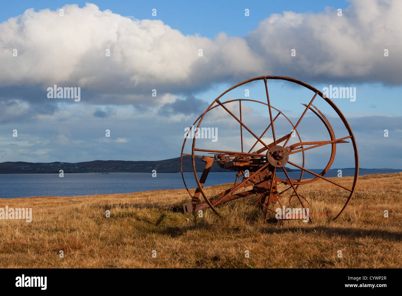 Il triste rimane di una rovina croft e casa a sud di Nesting, Isole Shetland Foto Stock