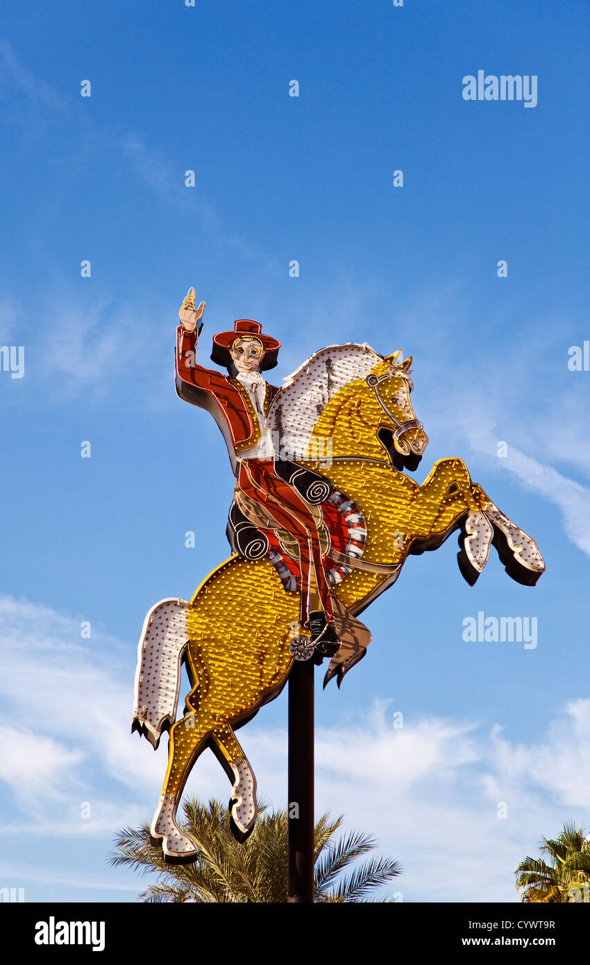 La Hacienda Horse & Rider segno, Fremont Street, Las Vegas Foto Stock