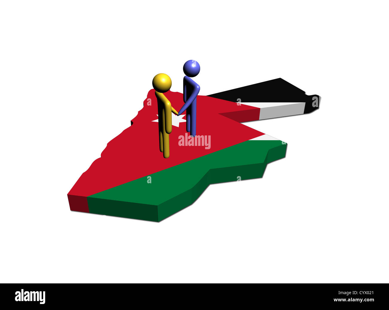 Incontro sulla mappa Giordania bandiera illustrazione Foto Stock