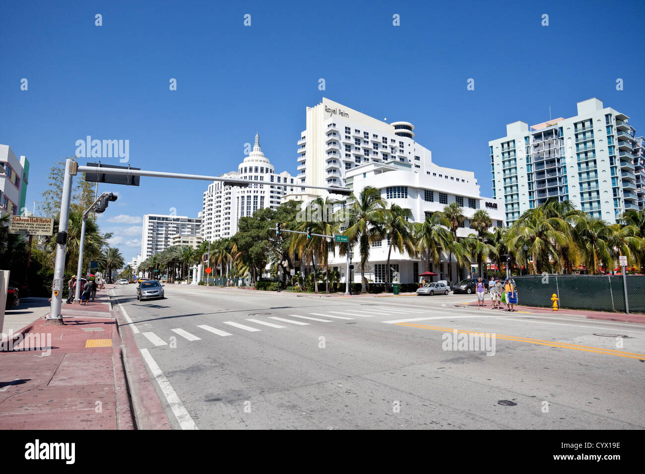 Art Deco District, Collins Avenue, South Beach, Miami Beach, Florida, Stati Uniti d'America Foto Stock