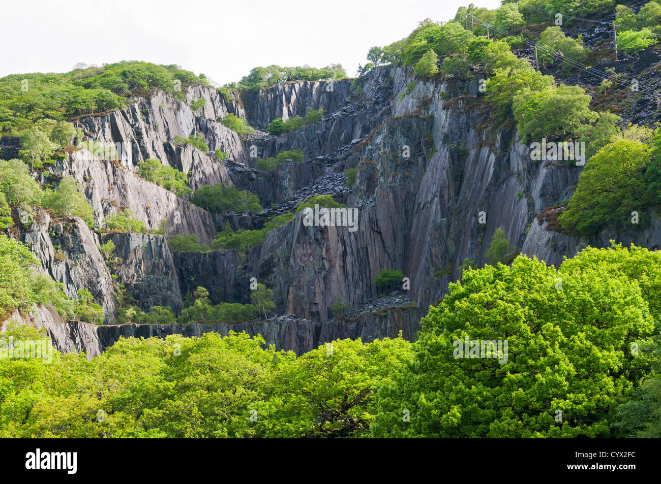 Il Galles, Parco Nazionale di Snowdonia, Llanberis, cava di ardesia Foto Stock