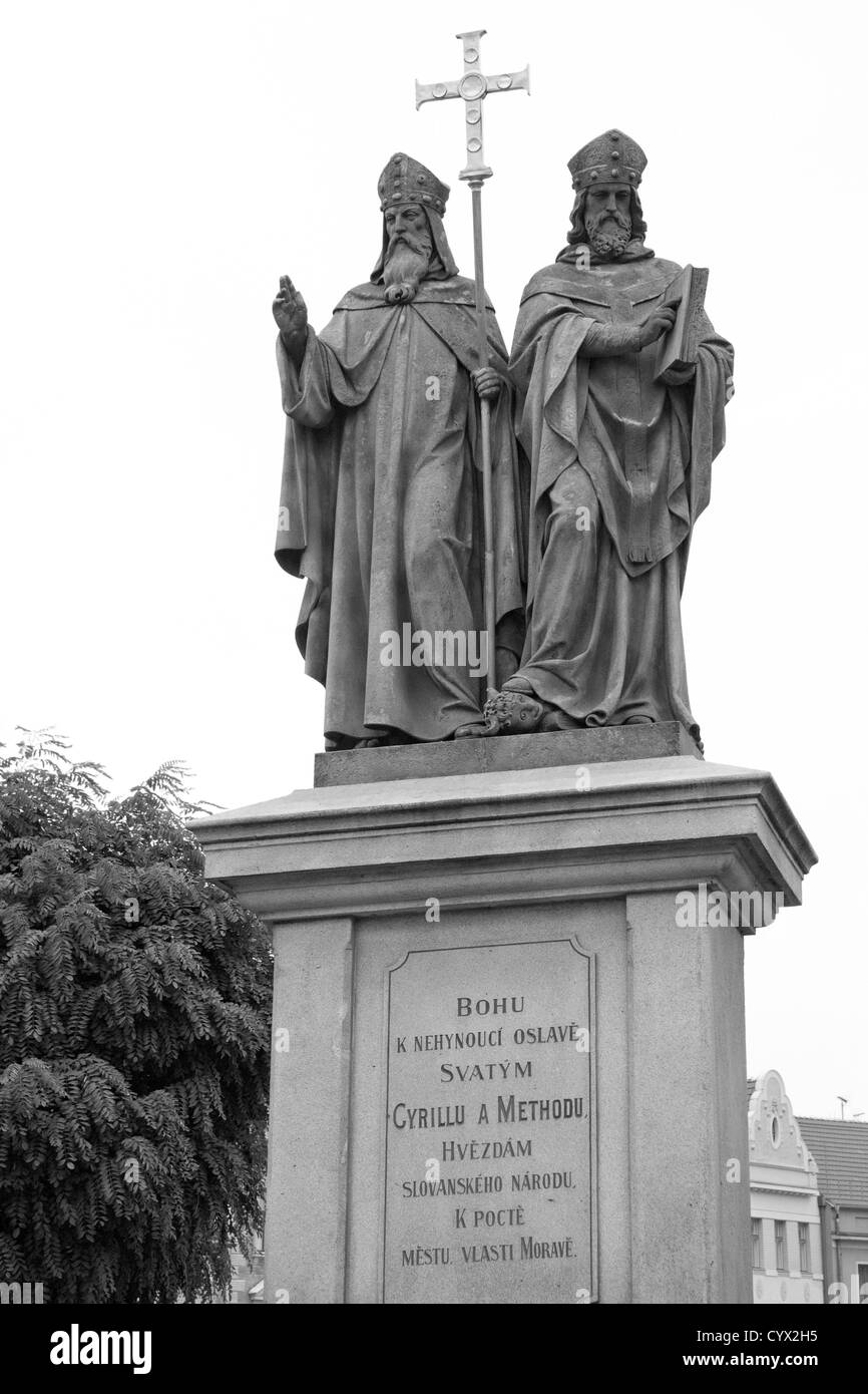 Cirillo e Metodio, Charles Square Trebic UNESCO Repubblica Ceca Foto Stock