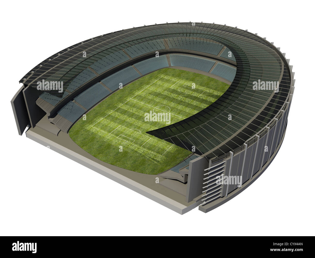 La struttura dello stadio con campo di calcio Foto Stock