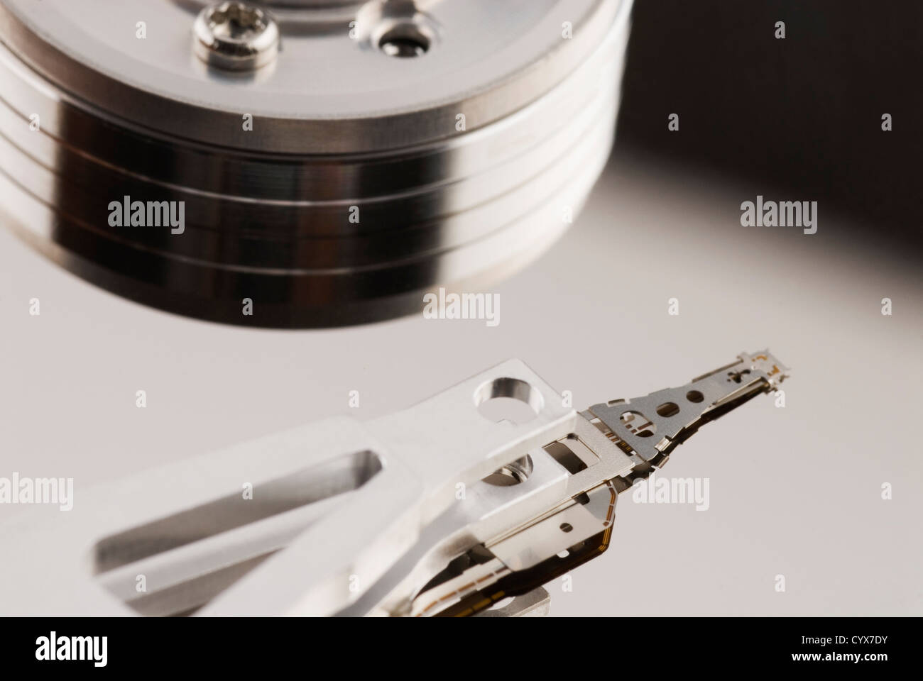 Close-up di un disco rigido del computer Foto Stock