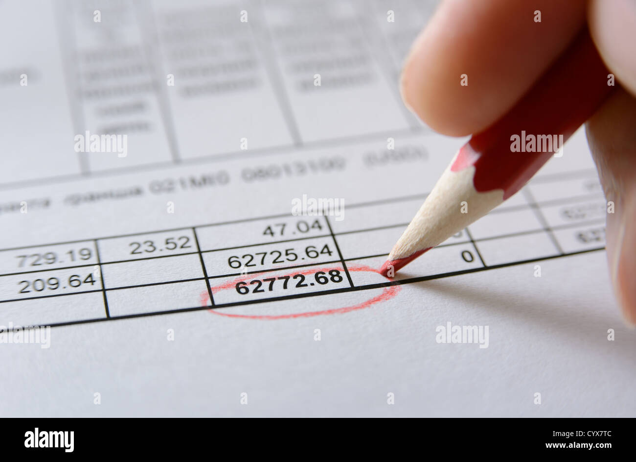 I dati finanziari analizzando Foto Stock