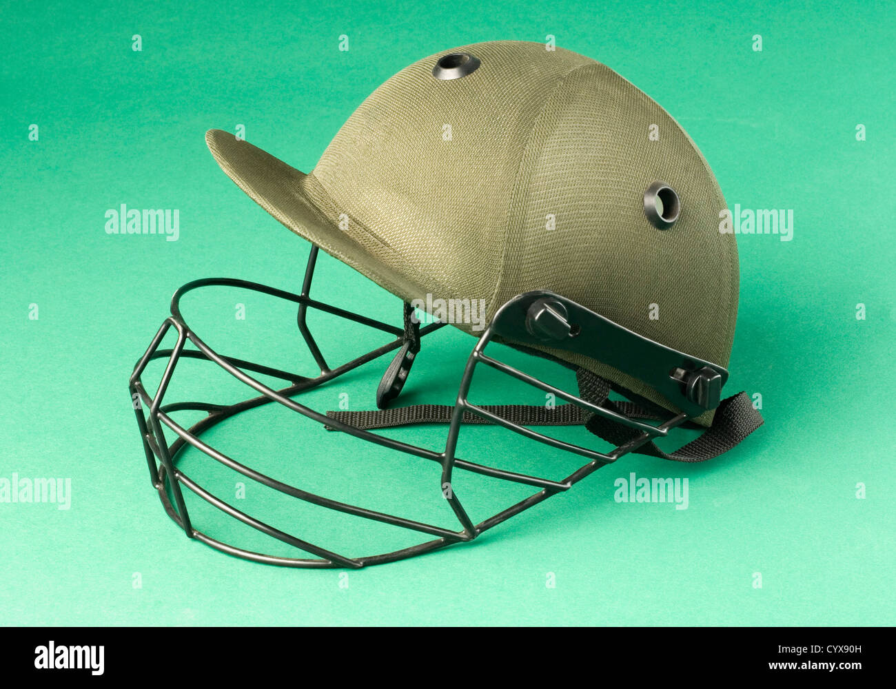 Close-up di un casco di cricket Foto Stock