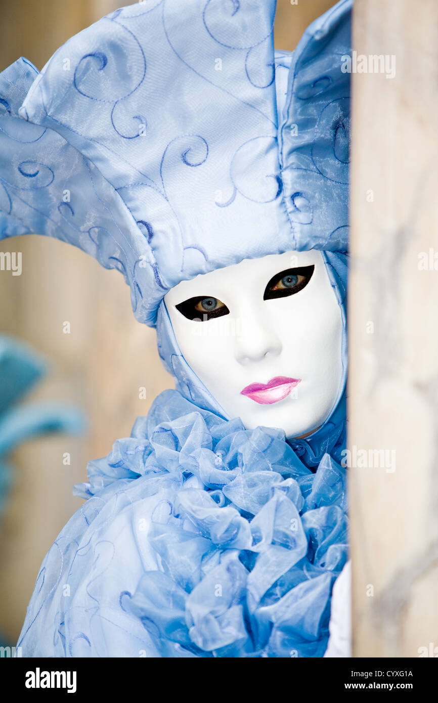 Blue costume di carnevale di Venezia Foto Stock
