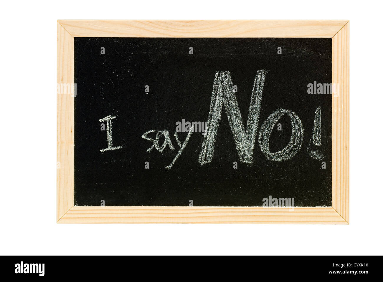 Lavagna bianca di scrittura parole di 'Io dico di no". Foto Stock