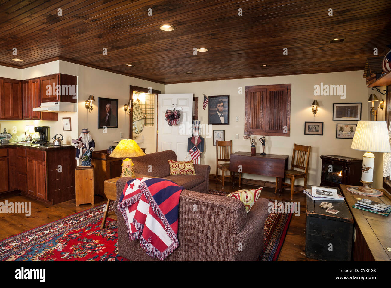 Grande sala interna con i primi American Decor, STATI UNITI D'AMERICA Foto Stock