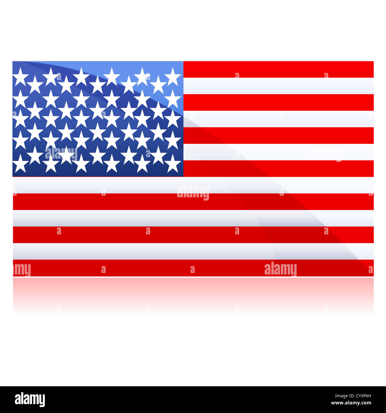 Illustrazione della bandiera di Stati Uniti d'America su sfondo isolato Foto Stock