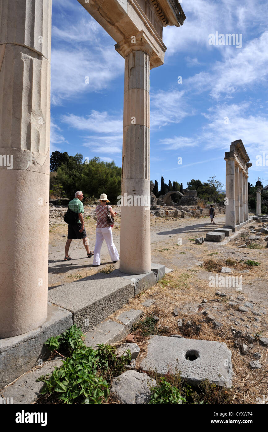 Colonne rovine dell antico palestra o Xisto, nella città di Kos, isola di Kos, Grecia Foto Stock