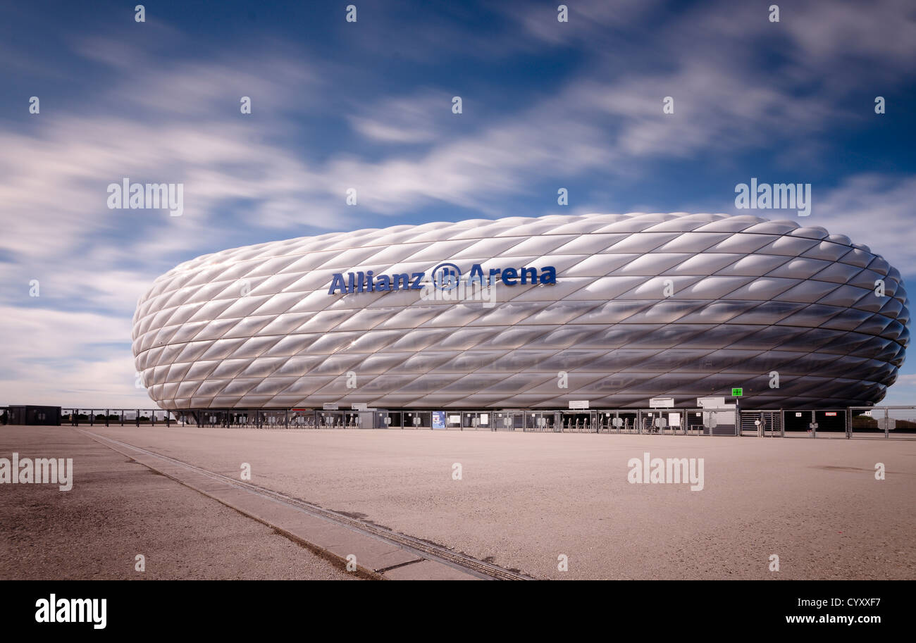 Germania - Monaco, vista di Allianz Arena Foto Stock