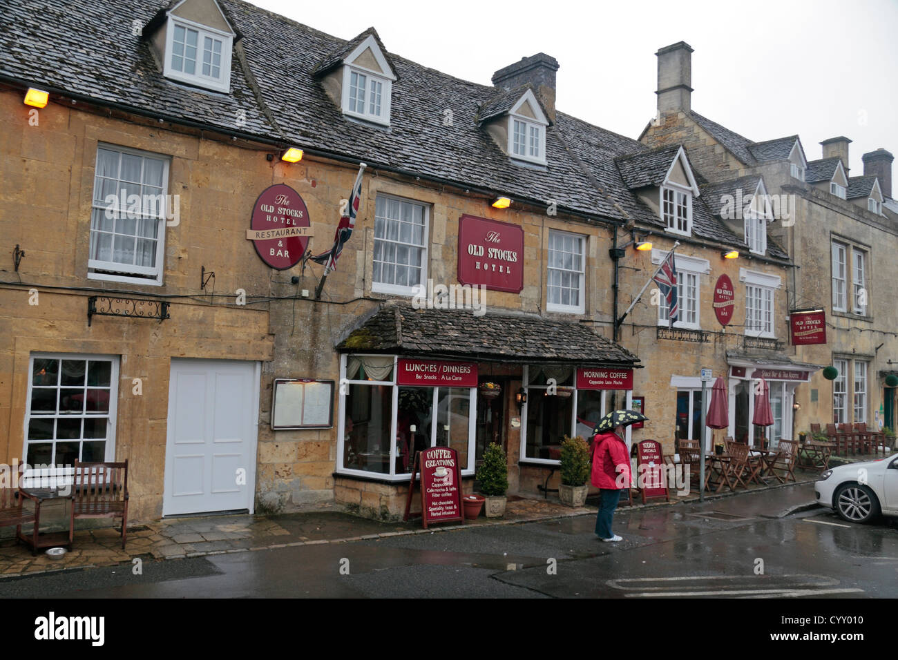 Le vecchie scorte Hotel di Stow on the Wold, Gloucestershire, Inghilterra Foto Stock