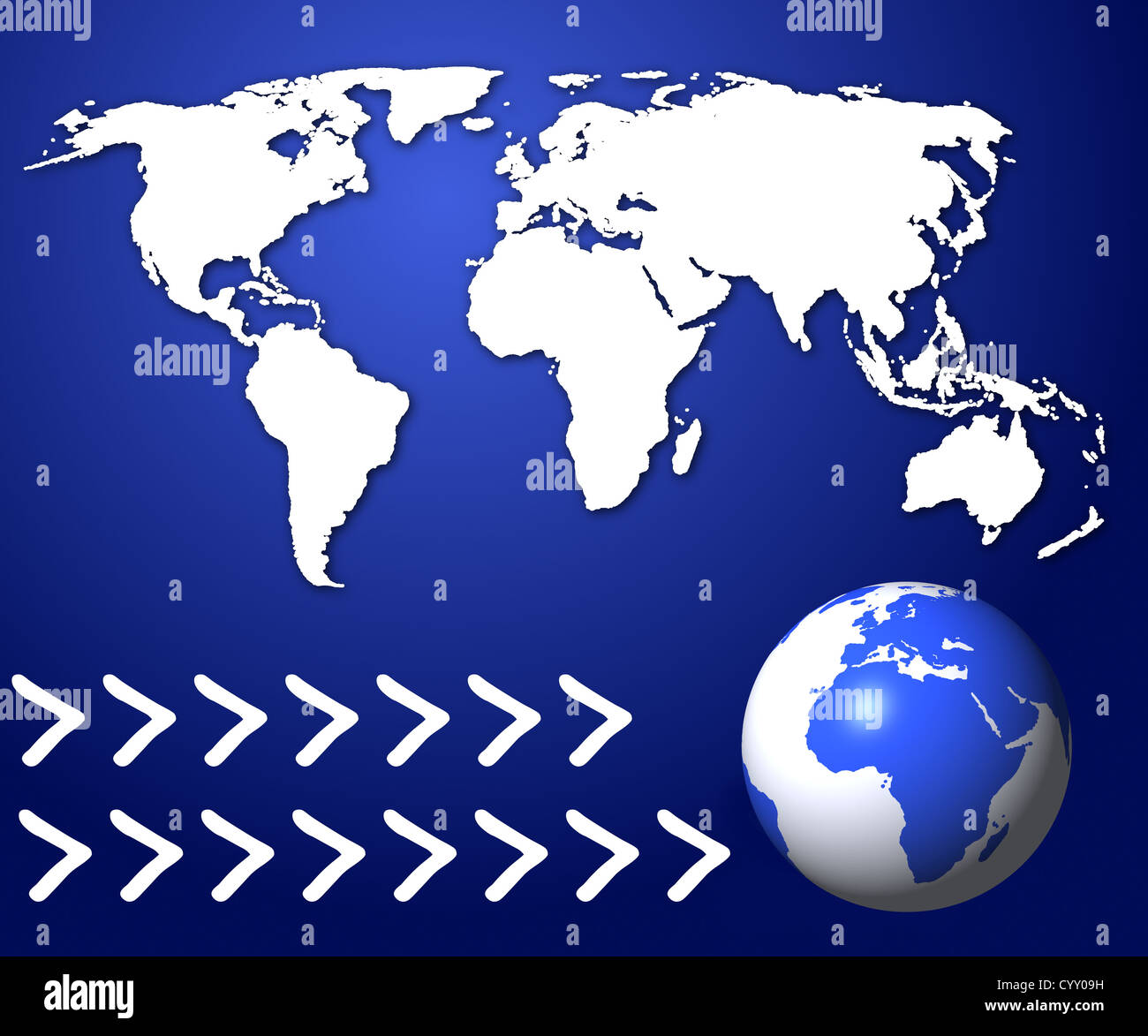 Global Technology concetto con mappa del mondo e copyspace Foto Stock