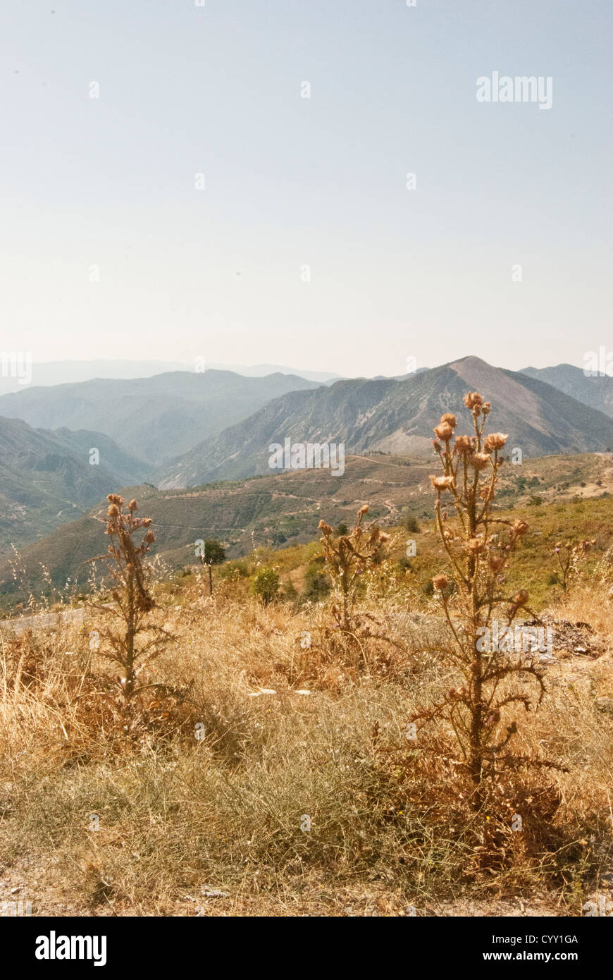 Vista dal Monte Taigetos, Peloponneso, Grecia Foto Stock
