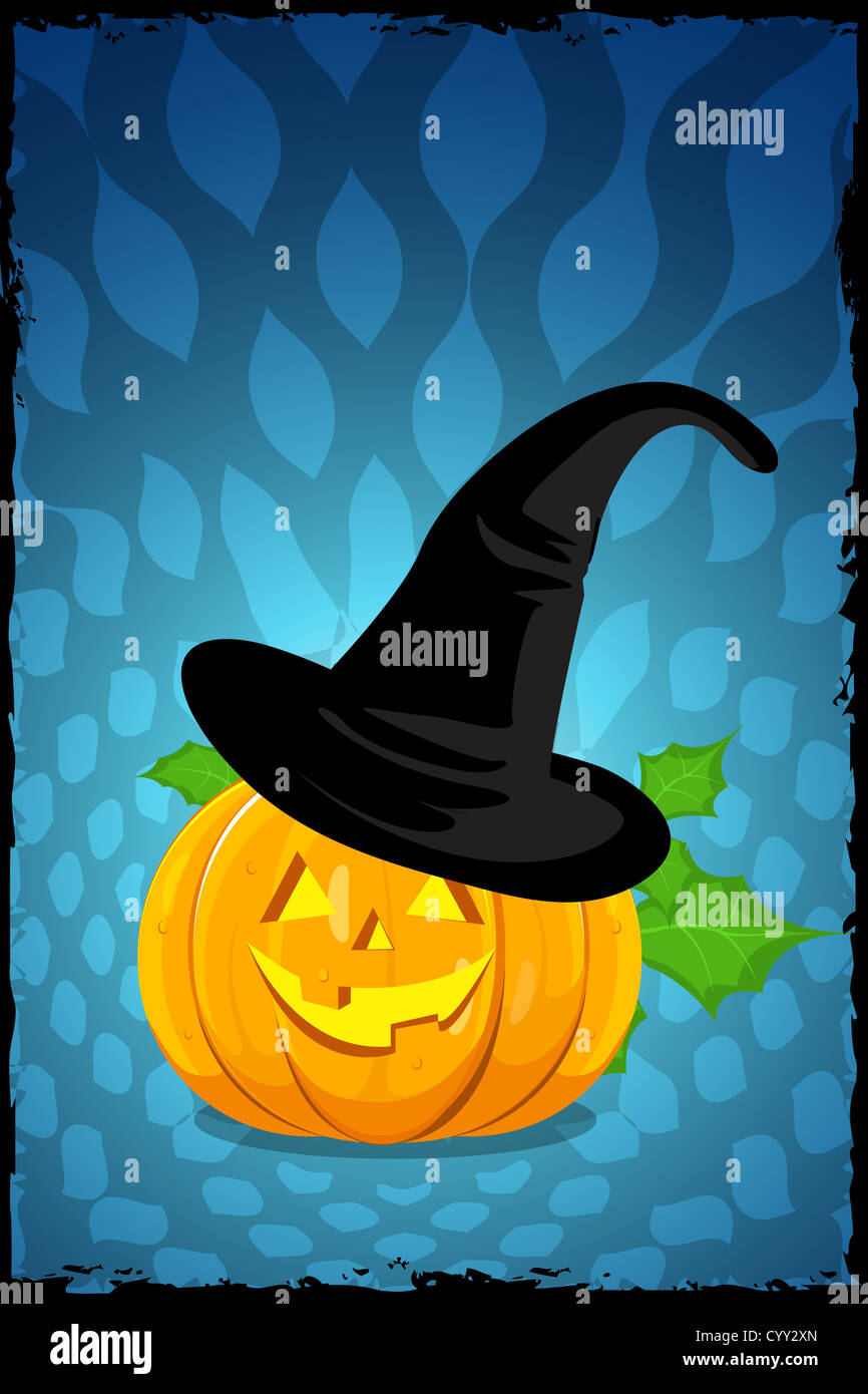 Illustrazione della zucca di Halloween su sfondo a trama Foto Stock