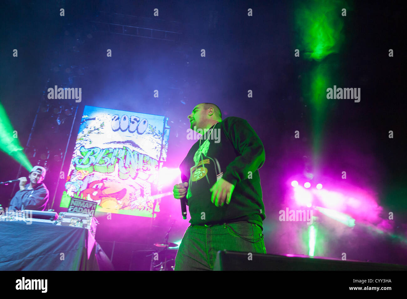 SACRAMENTO, CA - 11 novembre: Berner esegue come parte del Wiz Khalifa's 2050 World Tour al Sleep Train Arena sul Novembre 11, 2012 a Sacramento, in California. Foto Stock