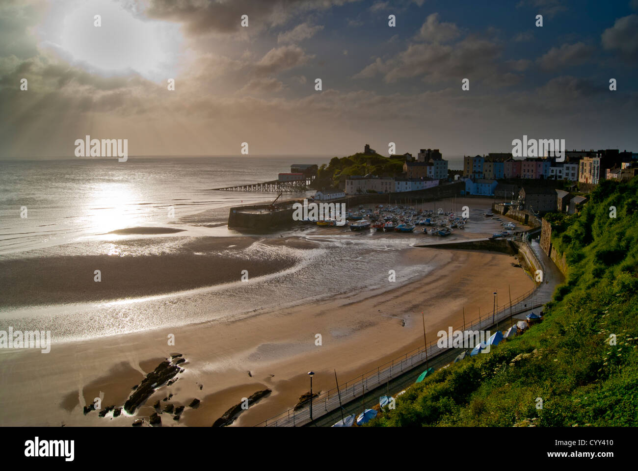 Tenby Mattina presto Foto Stock