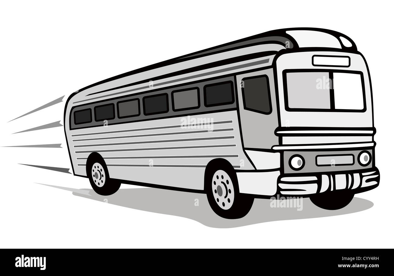 Illustrazione di un autobus navetta bus su sfondo isolato Foto Stock