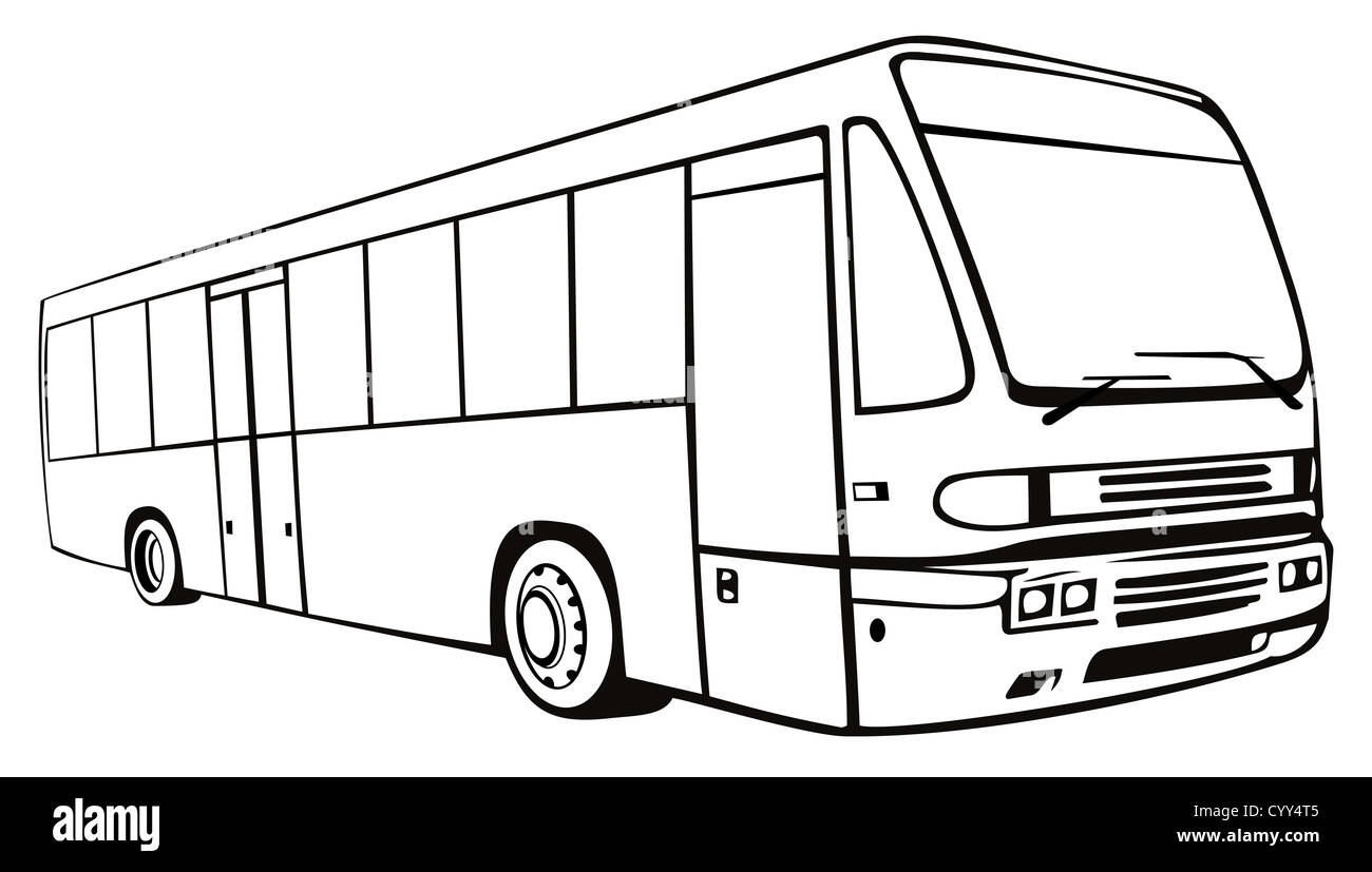 Illustrazione di un autobus navetta bus su sfondo isolato Foto Stock