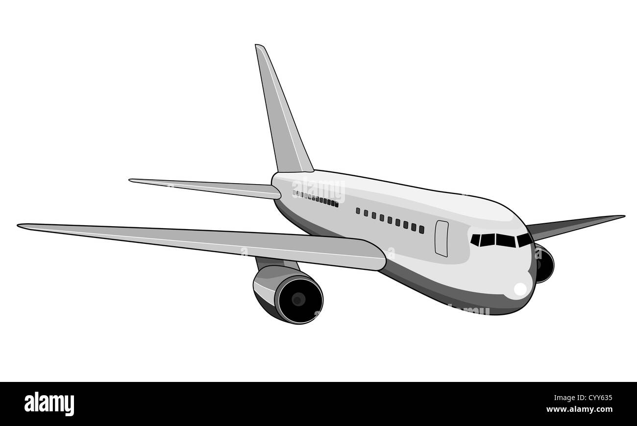 Illustrazione di un jet commerciale aereo aereo di linea su sfondo isolato Foto Stock