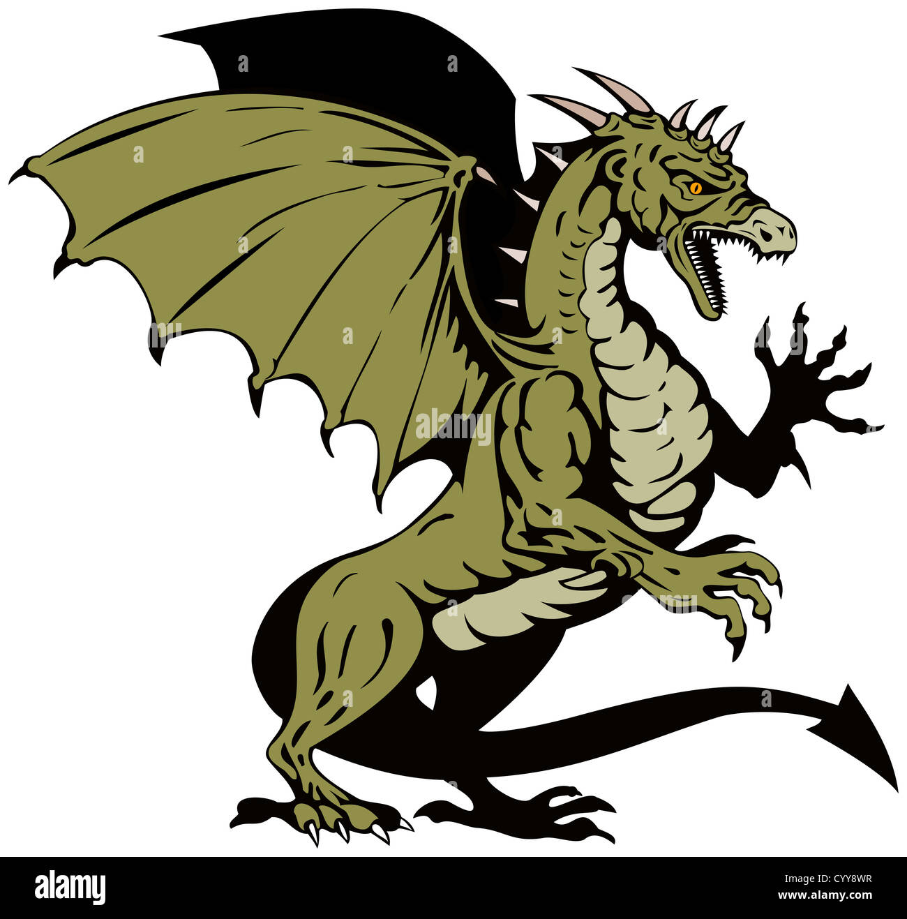 Cartoon illustrazione di un dragon set isolato su sfondo bianco. Foto Stock