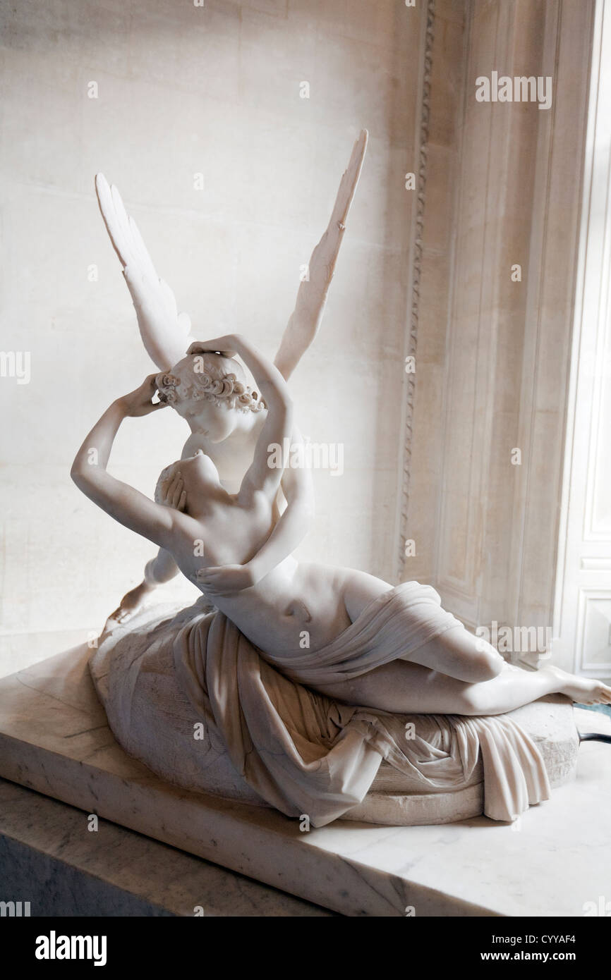 Canova di Amore e Psiche statua al museo del Louvre Parigi Francia Foto Stock