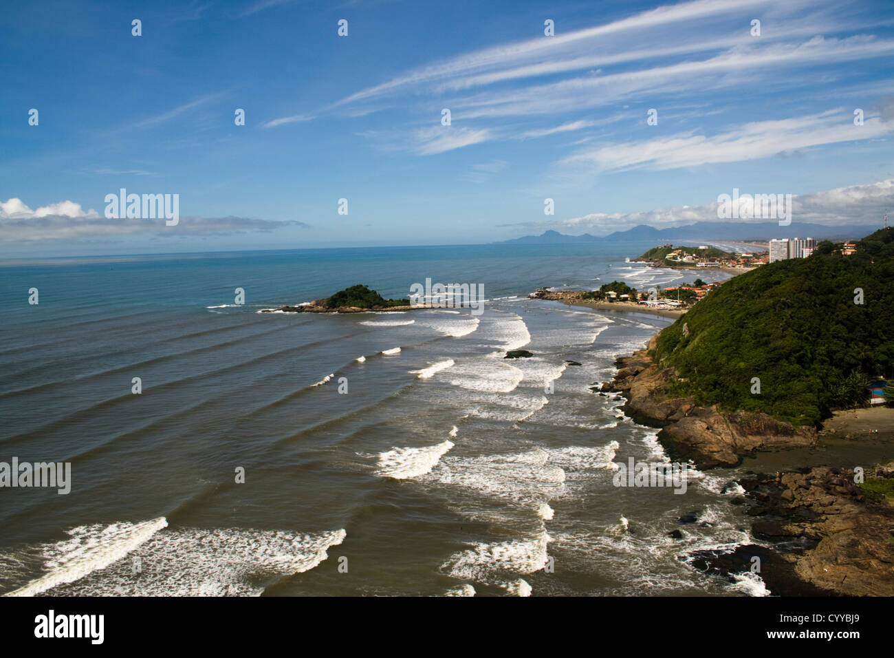 Foto aeree da Itanhahem, spiaggia dettagli, south shore di stato di São Paulo, Brasile. Foto Stock