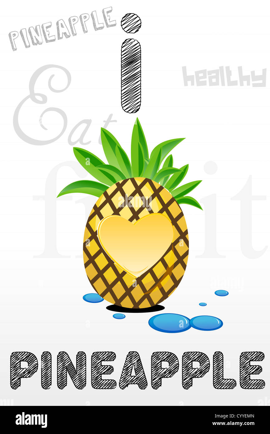Illustrazione di i love ananas Foto Stock