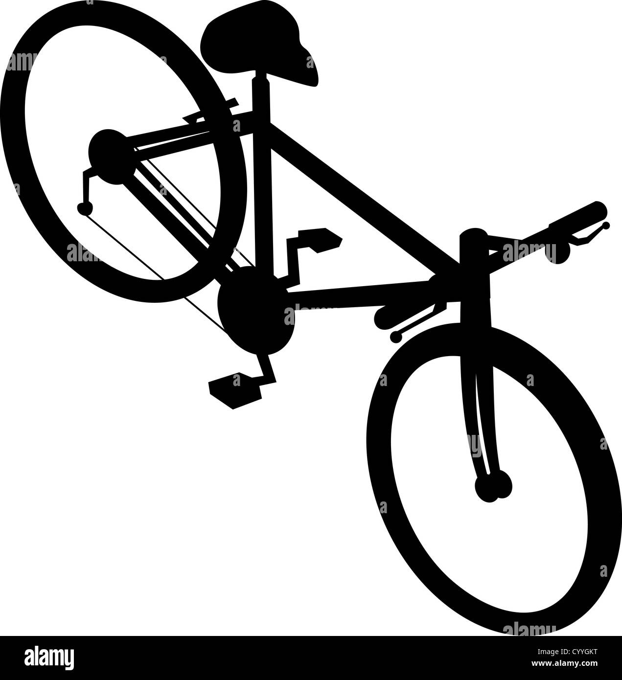 Illustrazione di una bicicletta da corsa bike visto dall alto angolo fatto in stile retrò isolato su sfondo bianco. Foto Stock