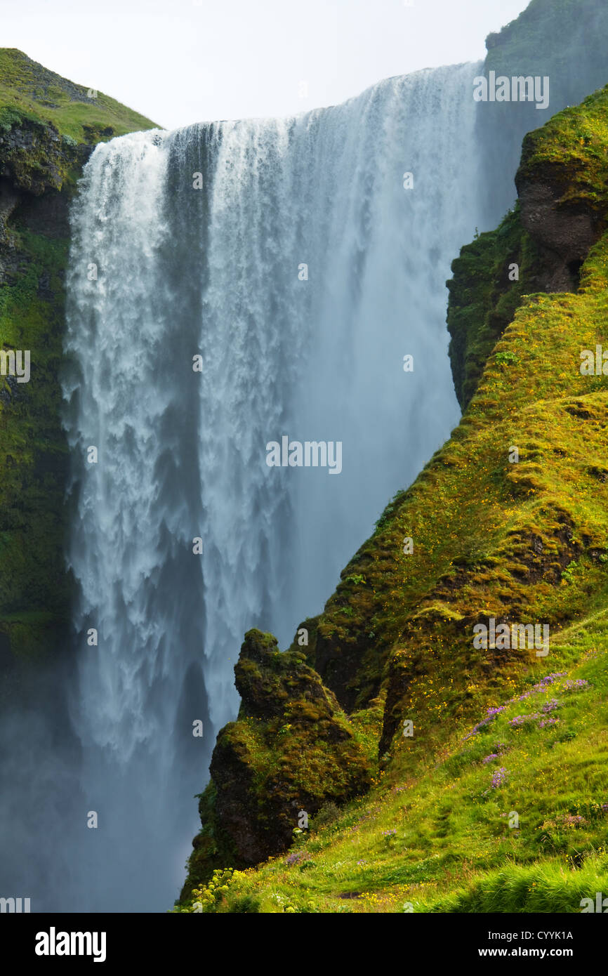 Cascata Skogarfoss in Islanda Foto Stock