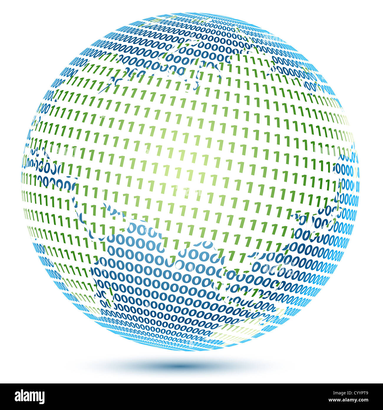 Illustrazione del globo con numero binario Foto Stock
