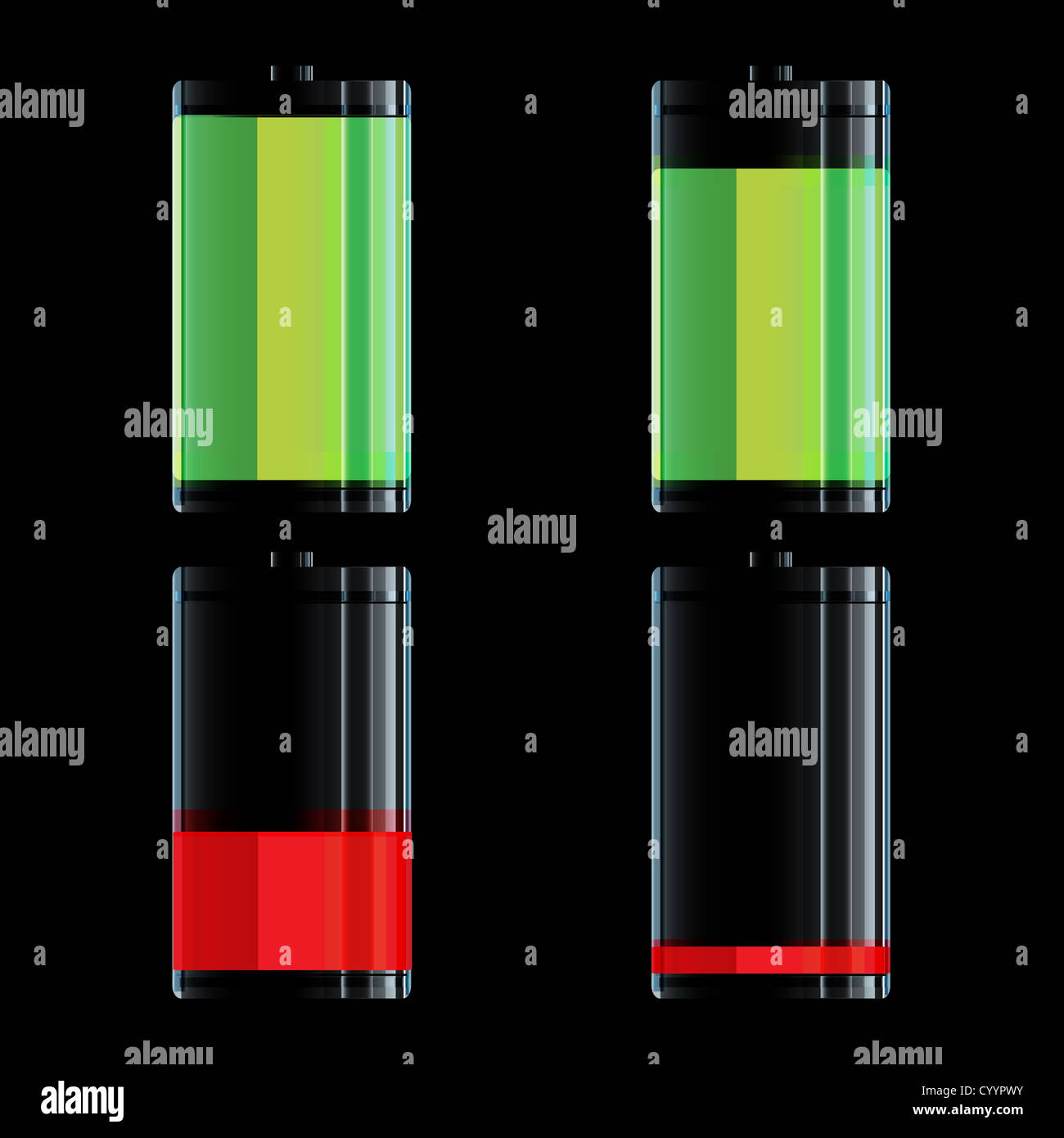 Illustrazione dei livelli di batteria Foto Stock