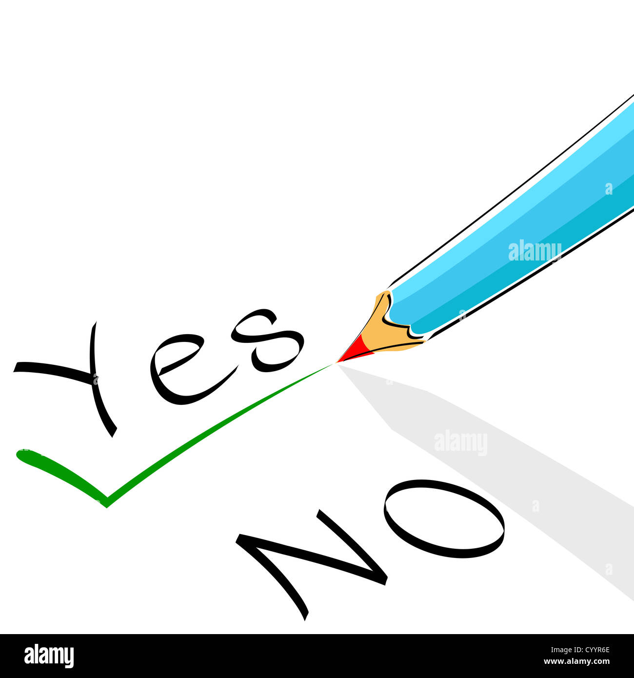 Illustrazione della votazione con matita su sfondo bianco Foto Stock