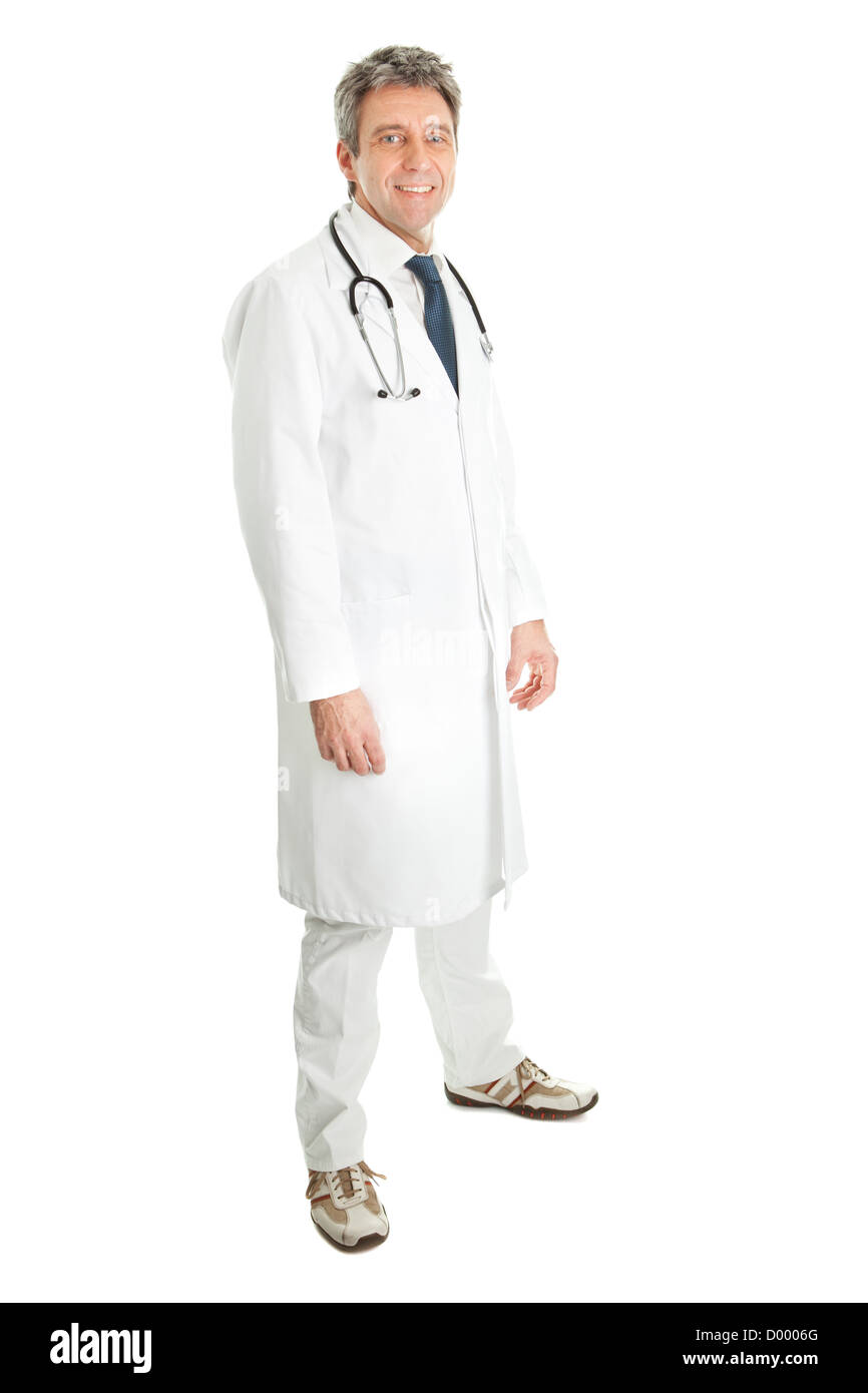 Sorridente medico uomo con uno stetoscopio Foto Stock