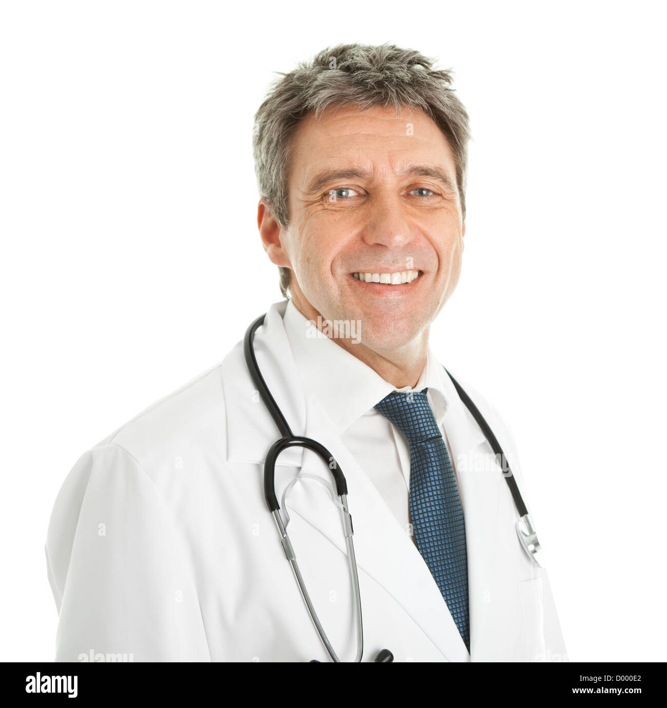 Sorridente medico uomo con uno stetoscopio Foto Stock