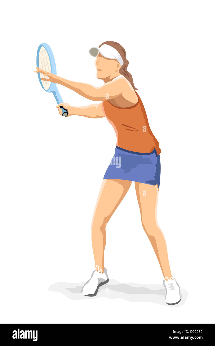 Illustrazione del giocatore di tennis su sfondo bianco Foto Stock