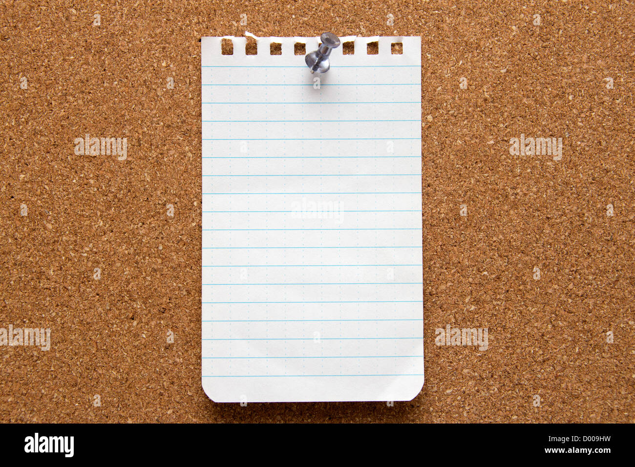 Cork bulletin board con nota Foto Stock