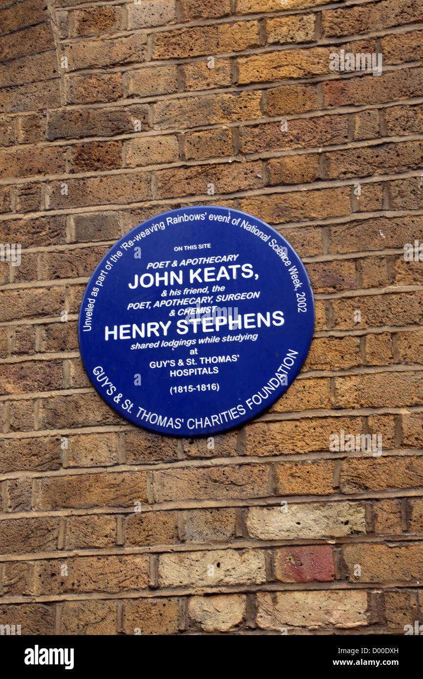 Londra Inghilterra placca su Keats House dove il poeta e il farmacista John Keats e il suo amico Henry Stephens Alloggi condivisi Foto Stock