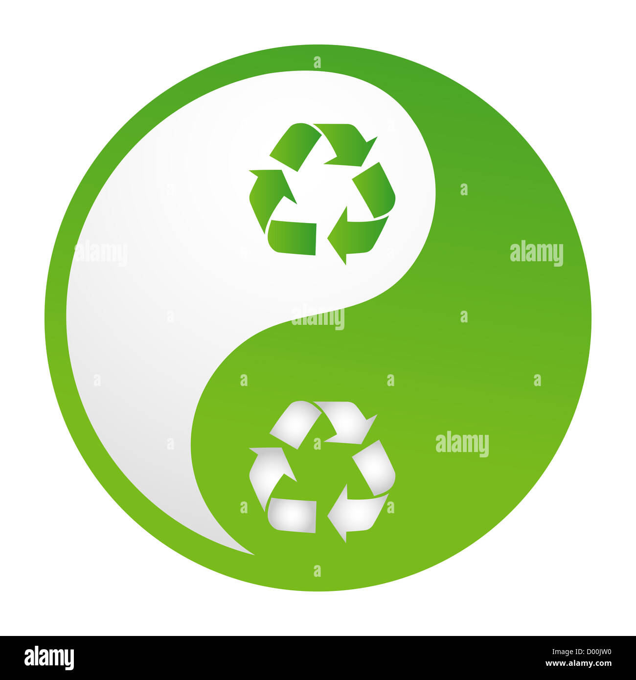 Illustrazione di riciclare yinyang su sfondo bianco Foto Stock