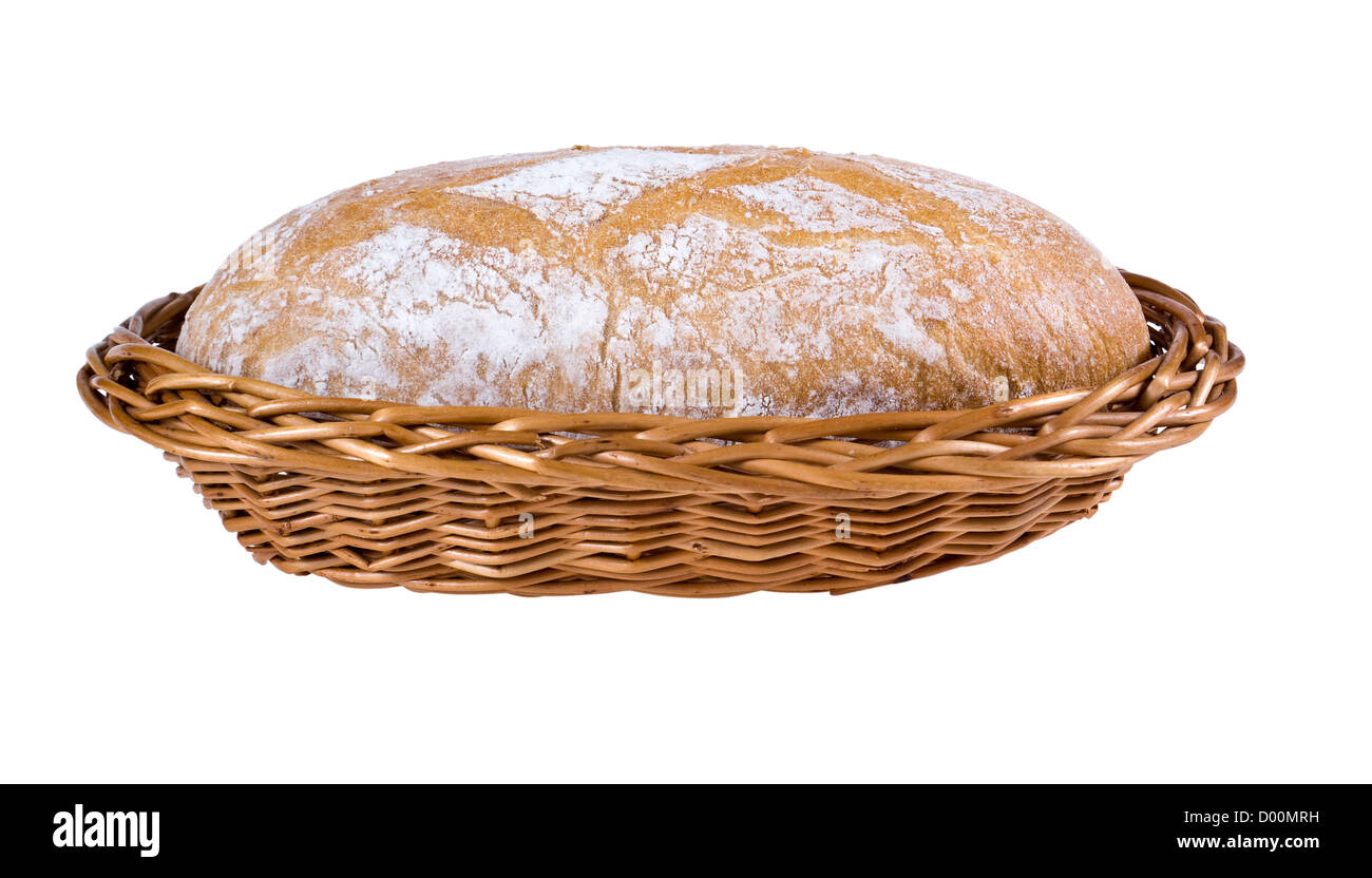 Pane fatto in casa in vimini isolati su sfondo bianco Foto Stock