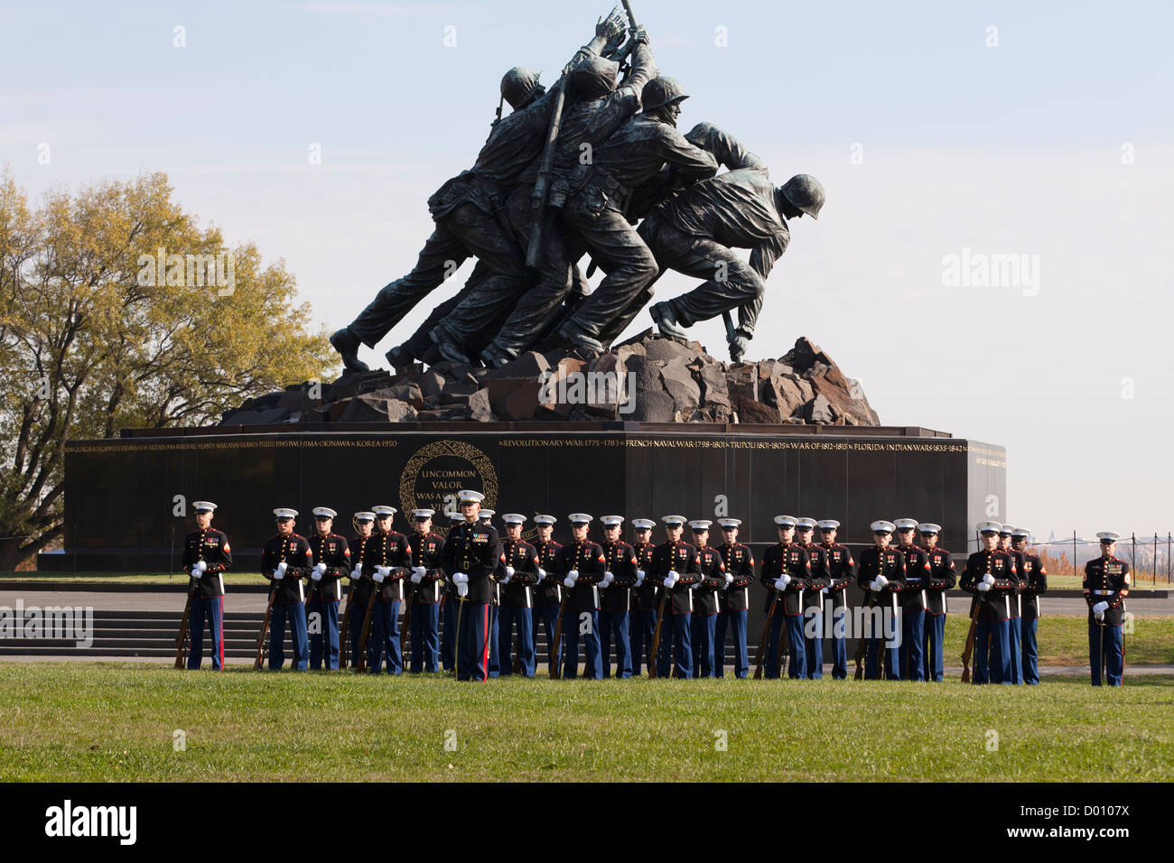 I veterani alle celebrazioni del giorno presso il Marine Corps Memorial - Washington DC, Stati Uniti d'America Foto Stock