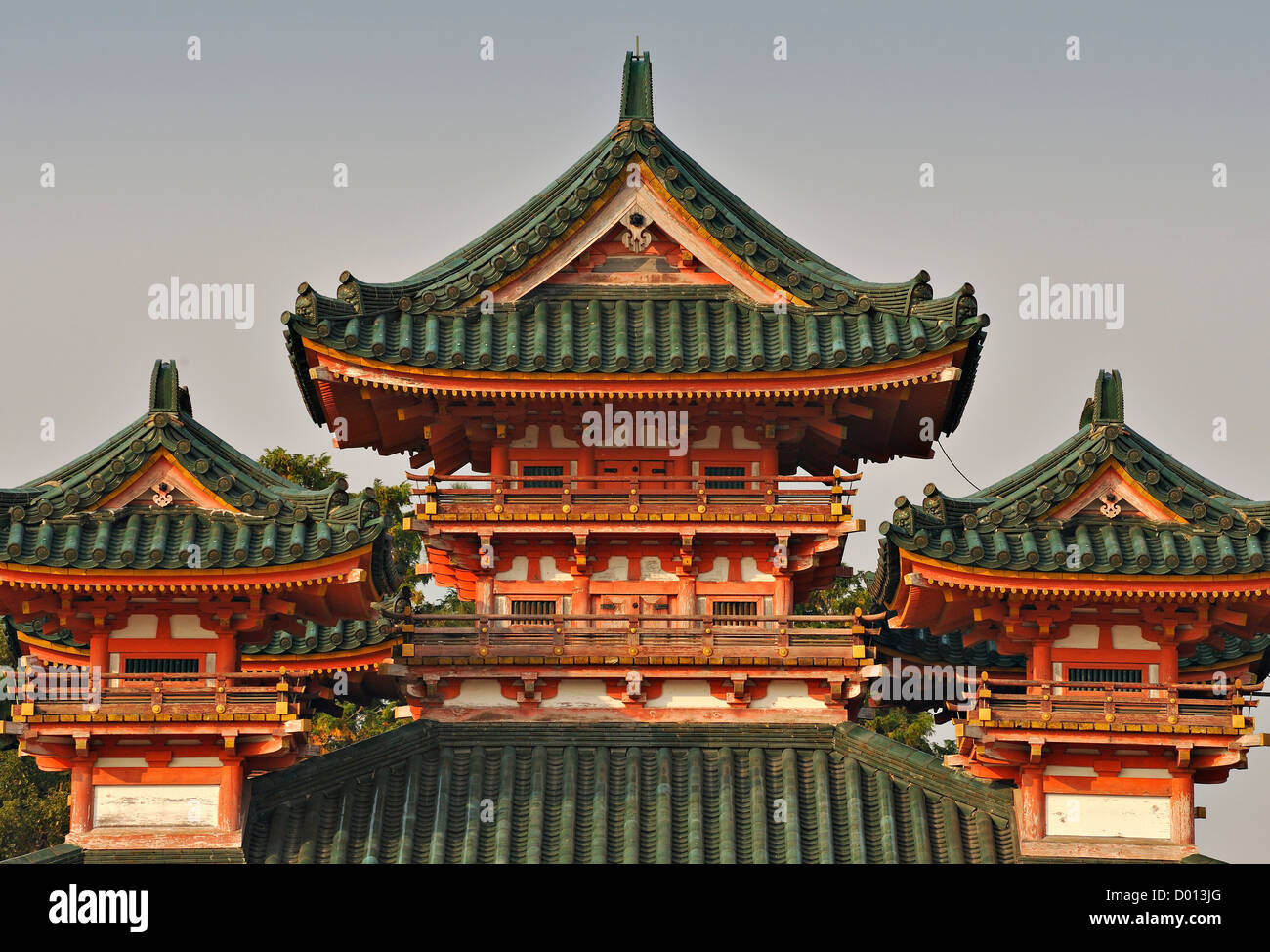 Una delle sale principali al Santuario Heian, Kyoto, Giappone Foto Stock