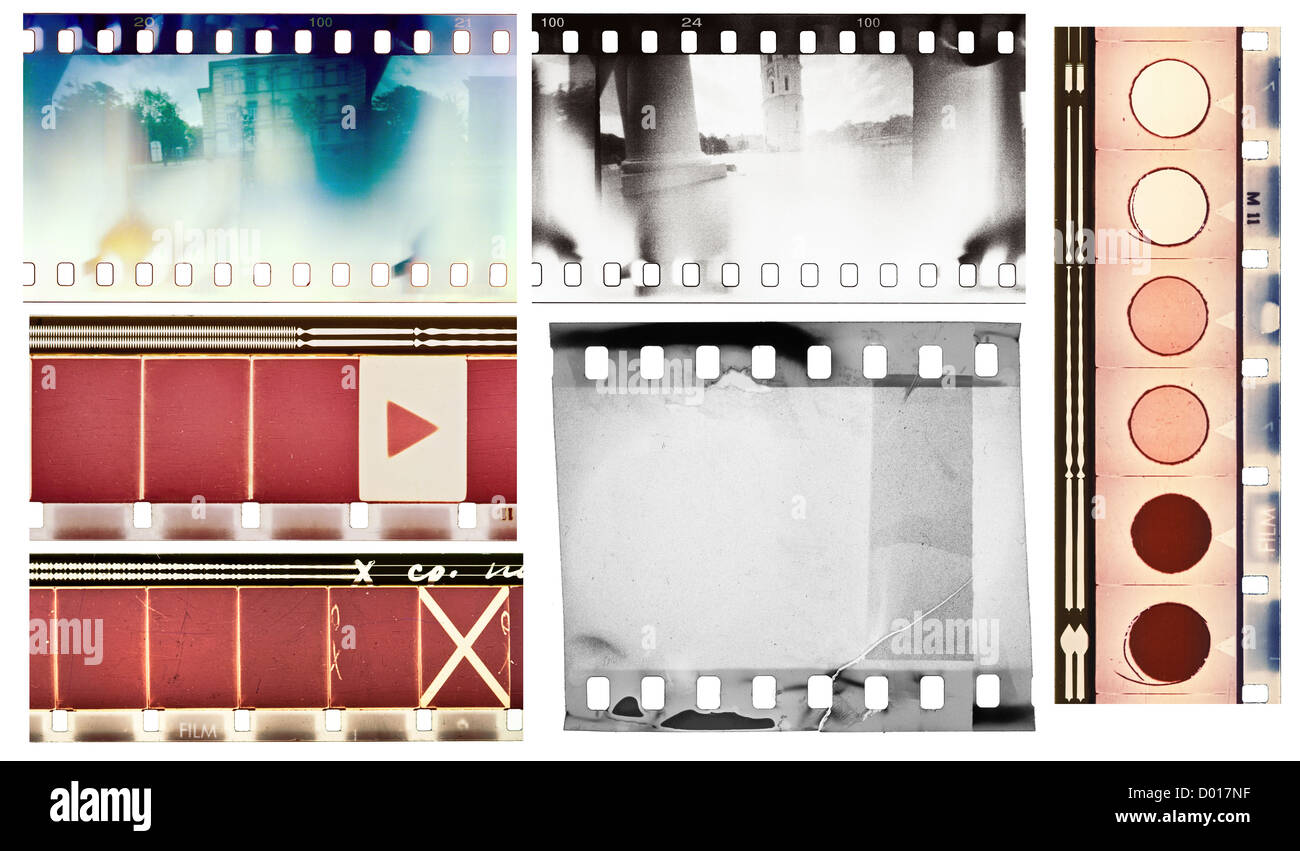 Film Vintage set di texture, isolata. Foto Stock