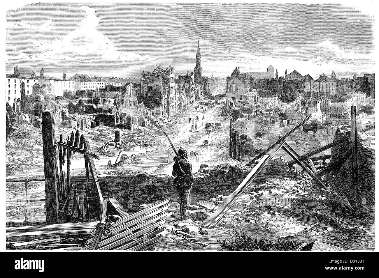 Dopo l'Assedio di Strasburgo, che ha avuto luogo durante la guerra franco-prussiana, Foto Stock