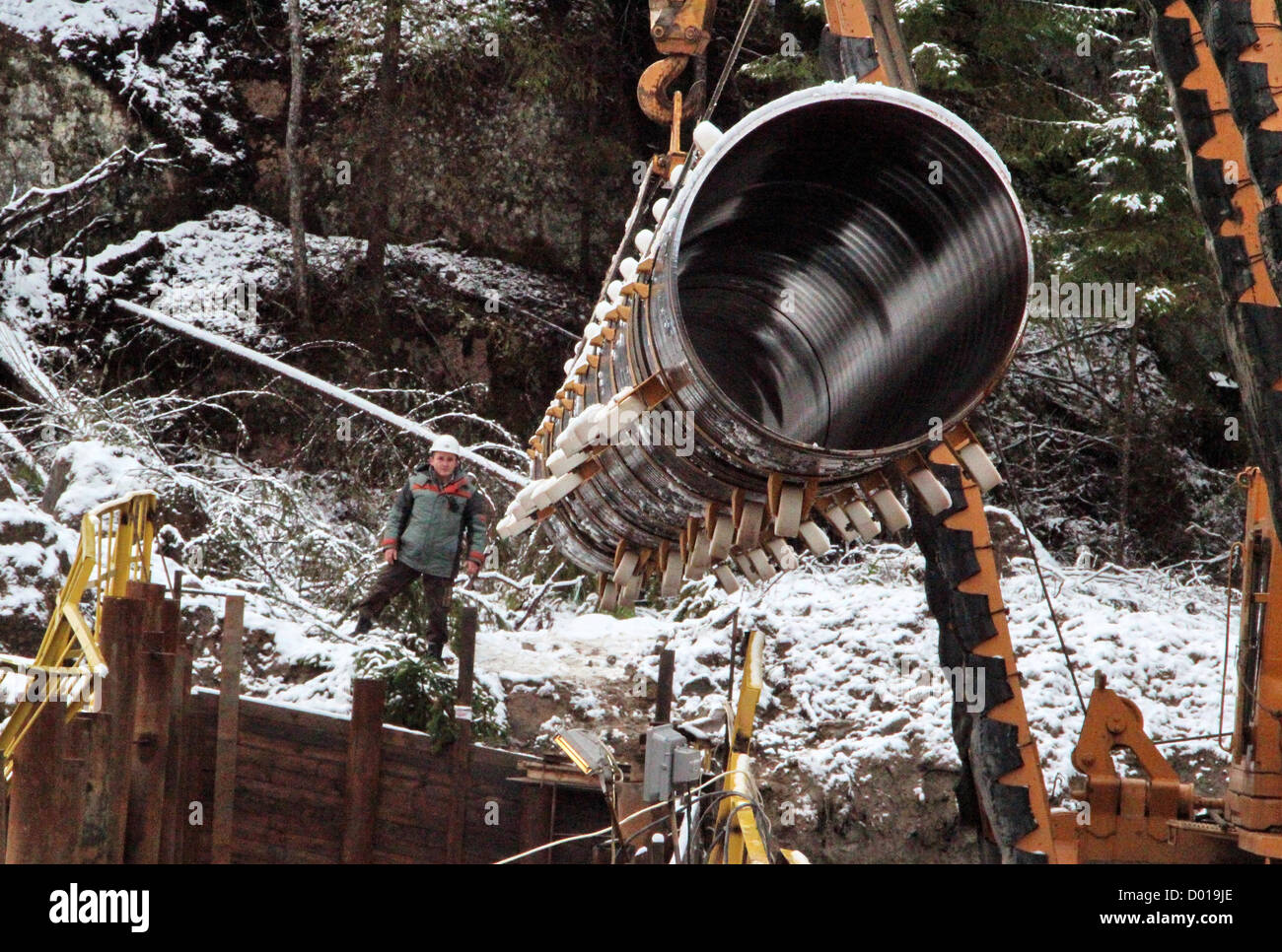 Nov. 7, 2012 - Russia - Novembre 07,2012.Leningrado regione della Russia. Nella foto: la costruzione del tunnel sotto il canale di Saimaa per la posa della linea 2 del Nord Stream Gas Pipeline. (Credito Immagine: © PhotoXpress/ZUMAPRESS.com) Foto Stock