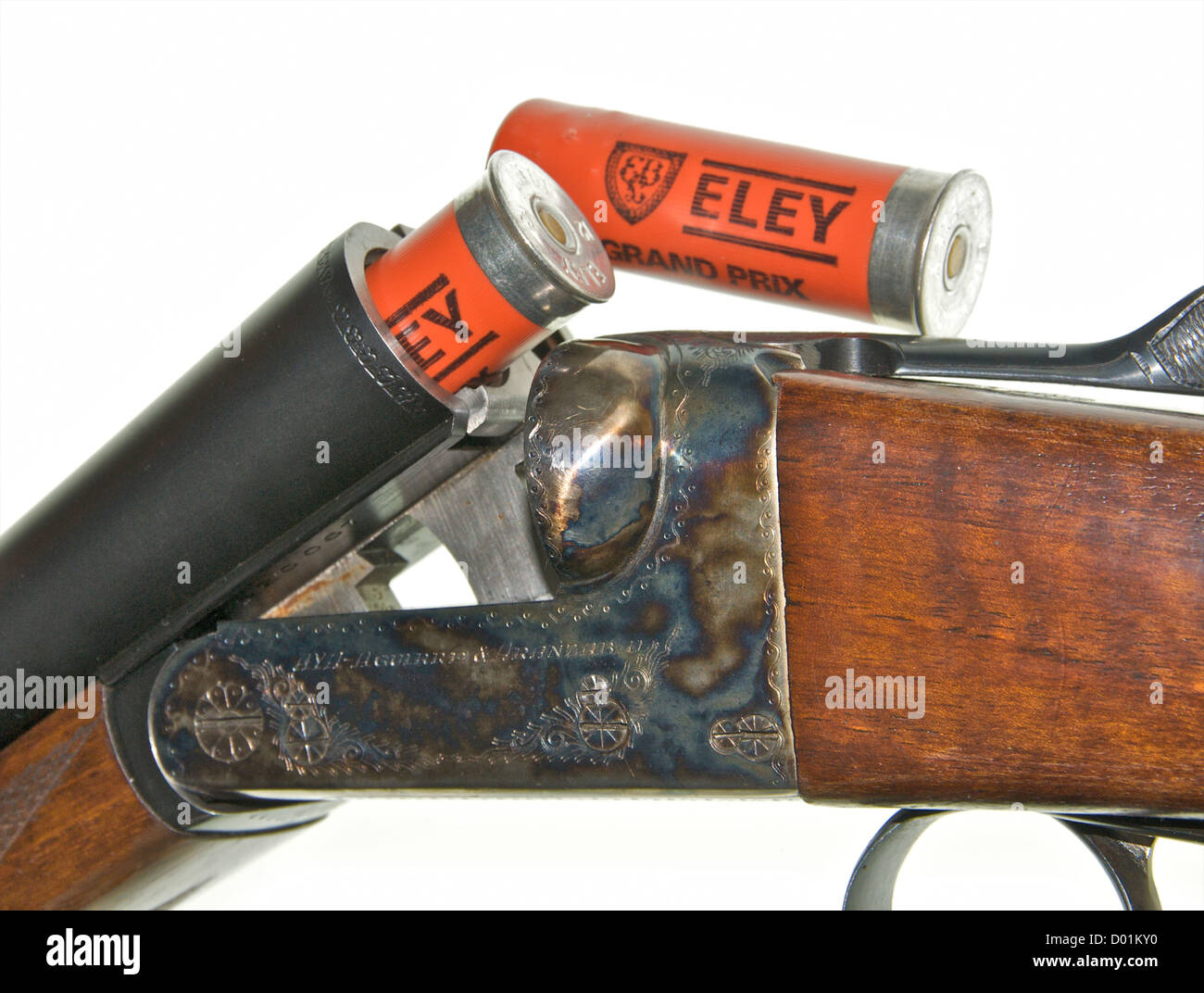 Fucile calibro 12 foro questo fucile è un'aya n. 4 Boxlock side-by-side doppia canna gun 'rotto' per inserire le cartucce Foto Stock