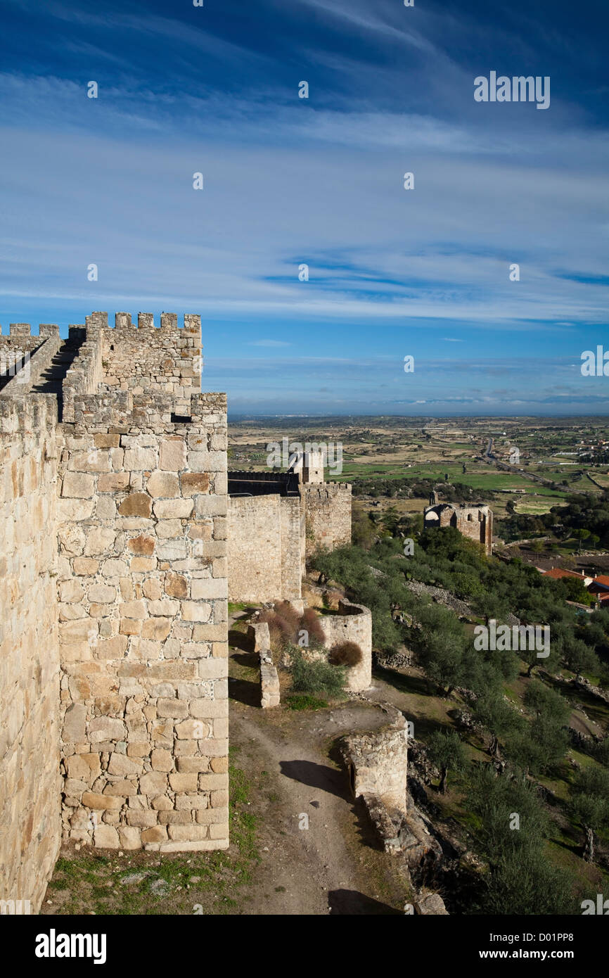 Mura del Castello di Trujillo, Estremadura, Spagna Foto Stock